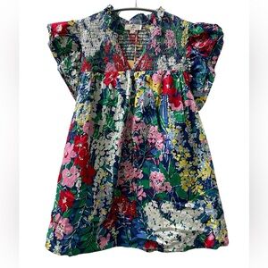 NWT Entro Floral Ruffle Sleeve V Neck Top